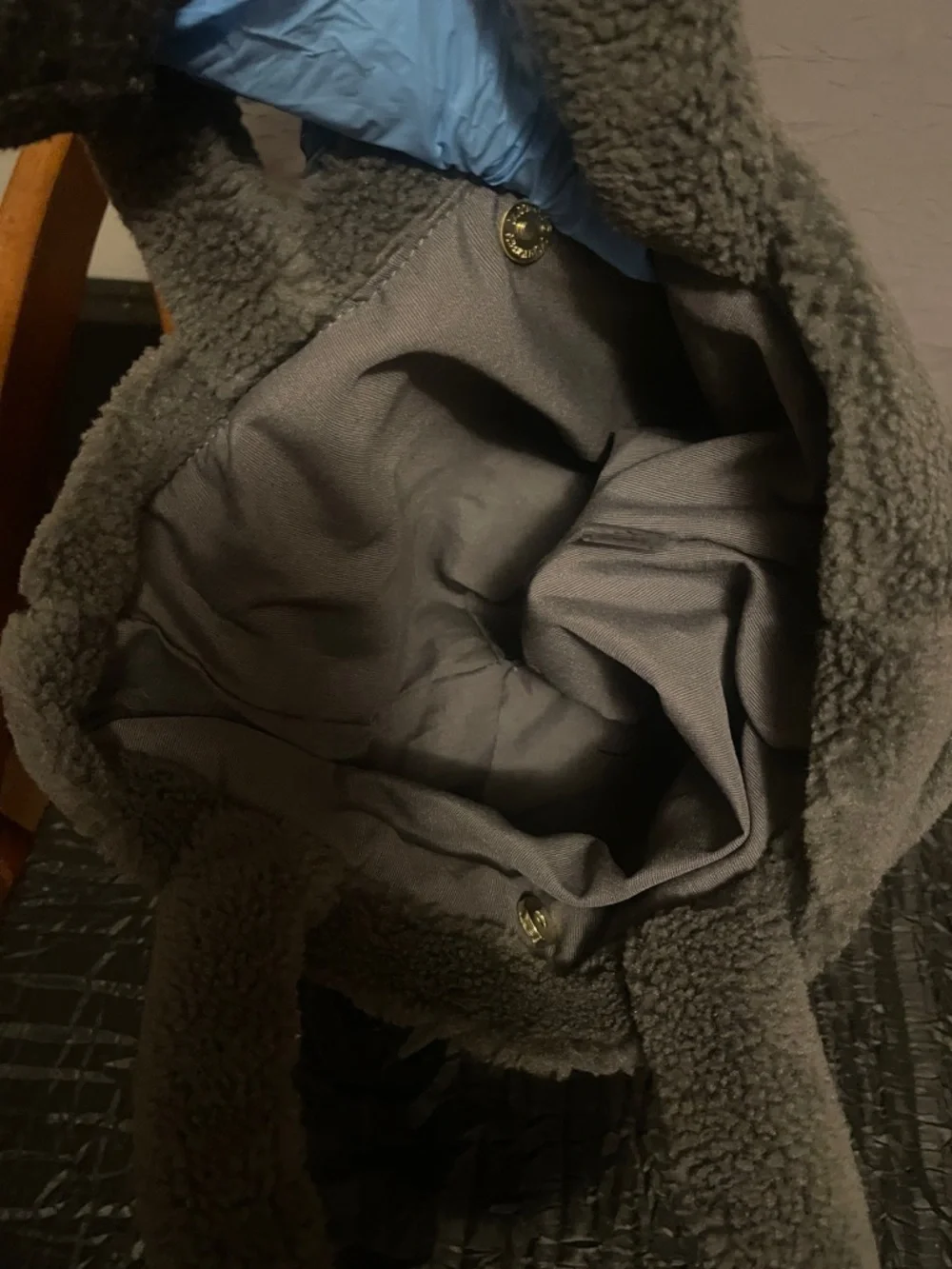 Prada Gray Sherpa Tote with White Logo - Picture 9 of 17